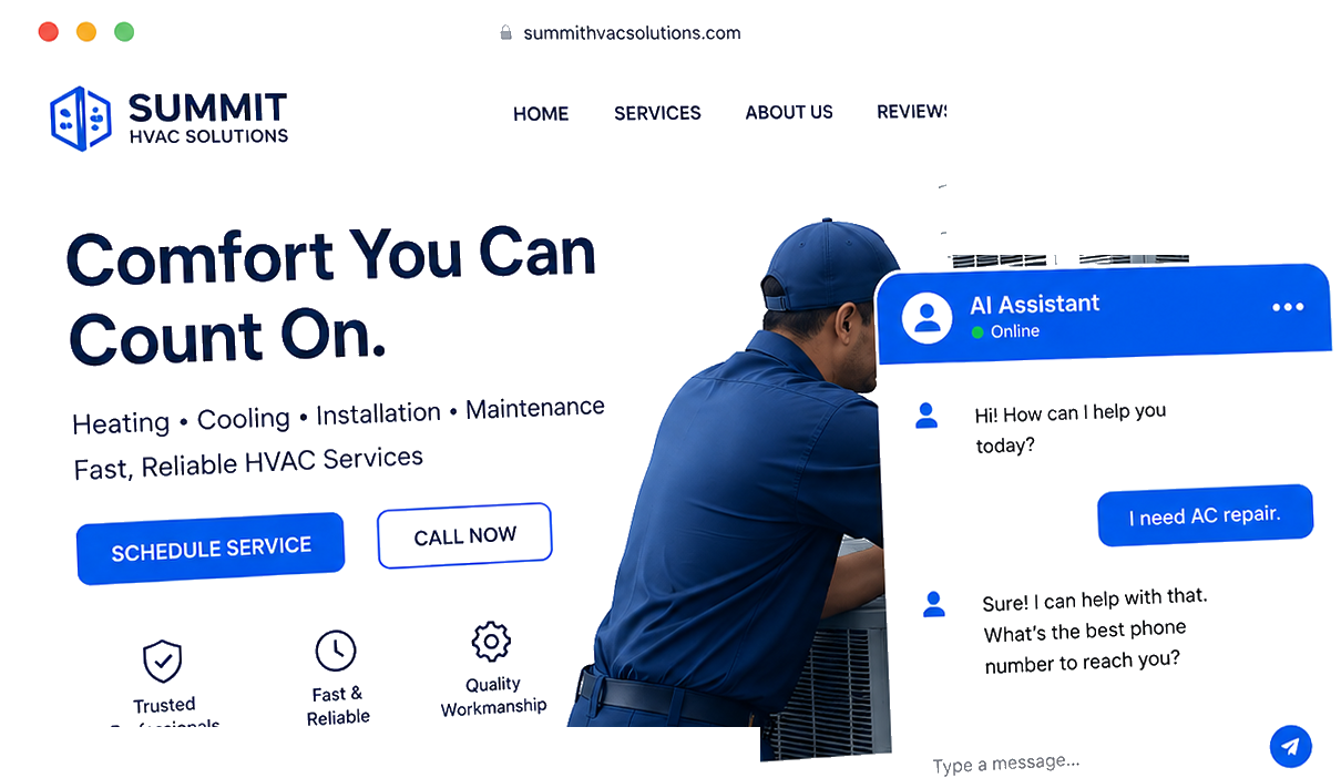 Local business website with a built-in AI chatbot